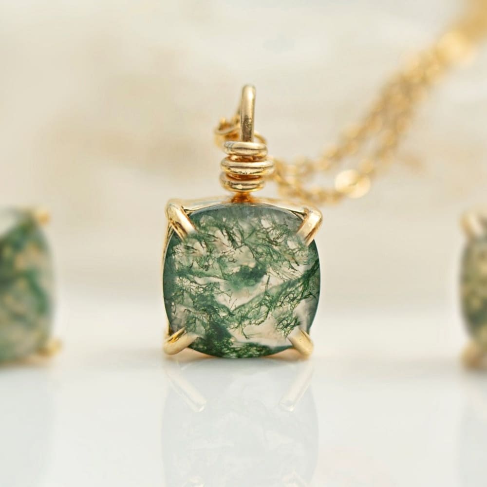 Raw Moss outlet Agate Necklace | Moss Agate Necklace | Moss Agate Pendant | Moss Agate Jewelry | Electroformed Necklace | Crystal Necklace | Boho