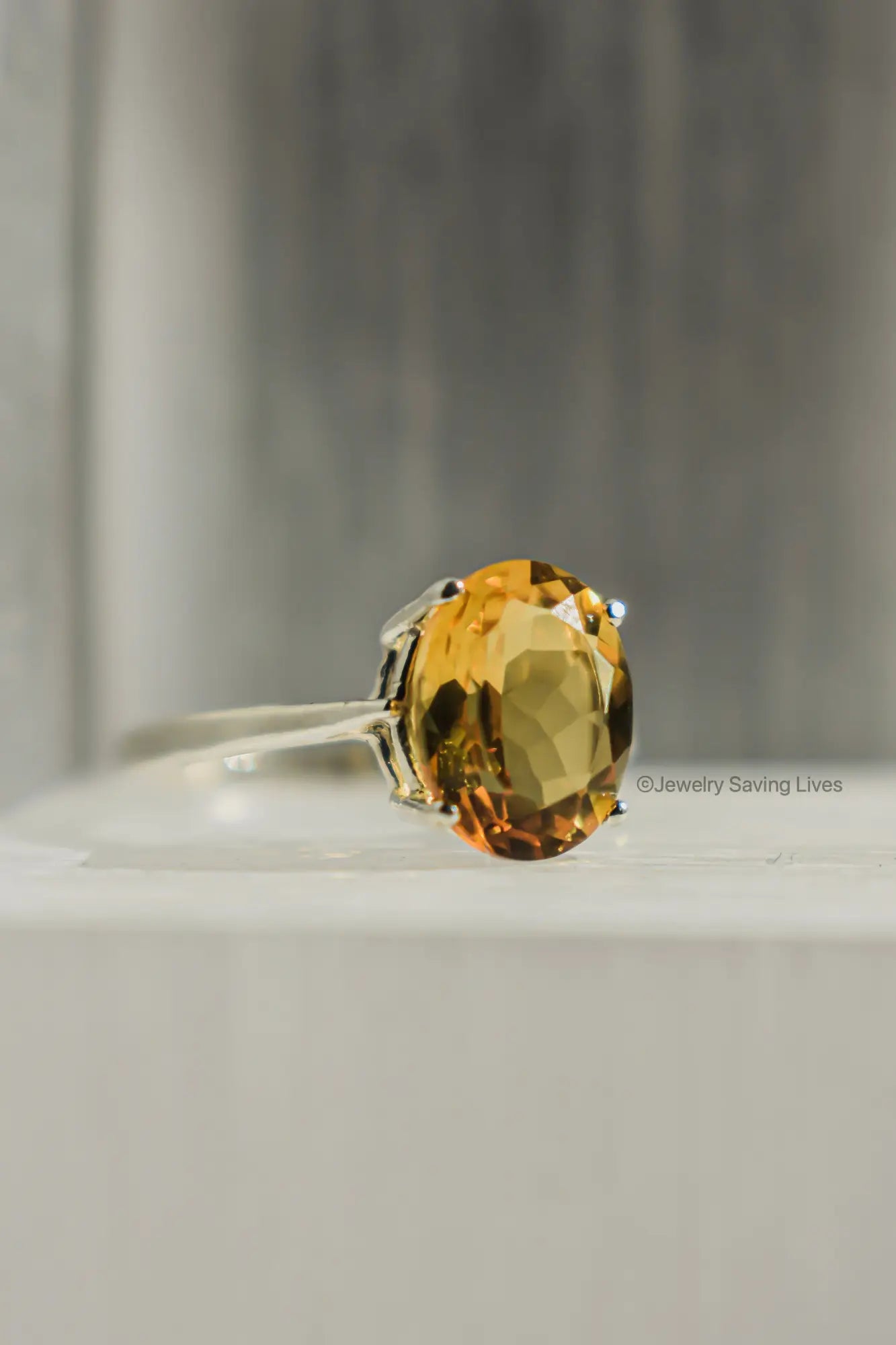 Golden Citrine gemstone in a silver ring from the November Birthstone collection