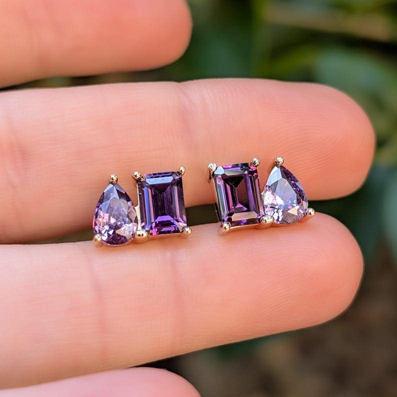The Aurora - Toi et Moi Amethyst Earrings Earrings Handmade Handcrafted