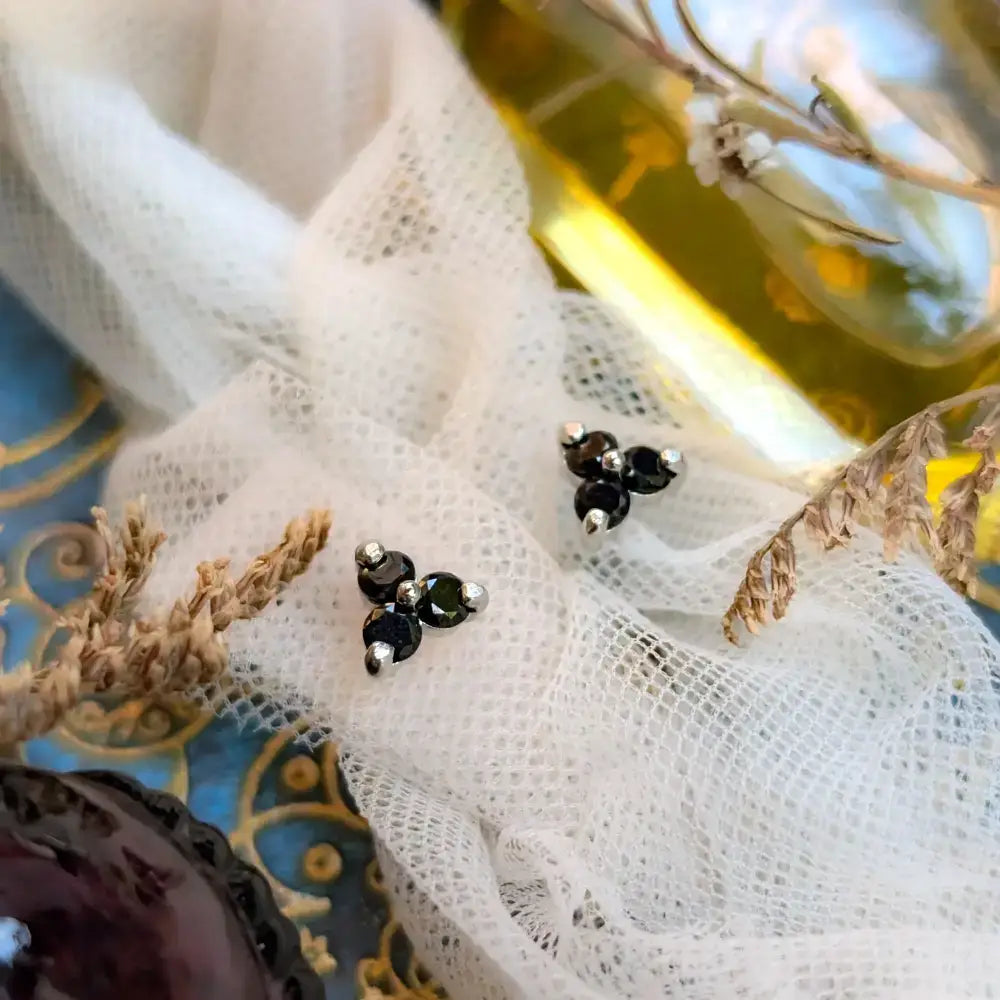 Tri-Cluster Onyx Stud Earrings Earrings Handmade Handcrafted