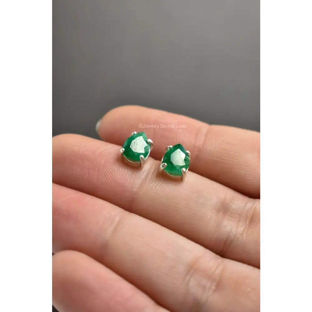 Teardrop Natural Emerald Earrings Earrings Handmade Handcrafted
