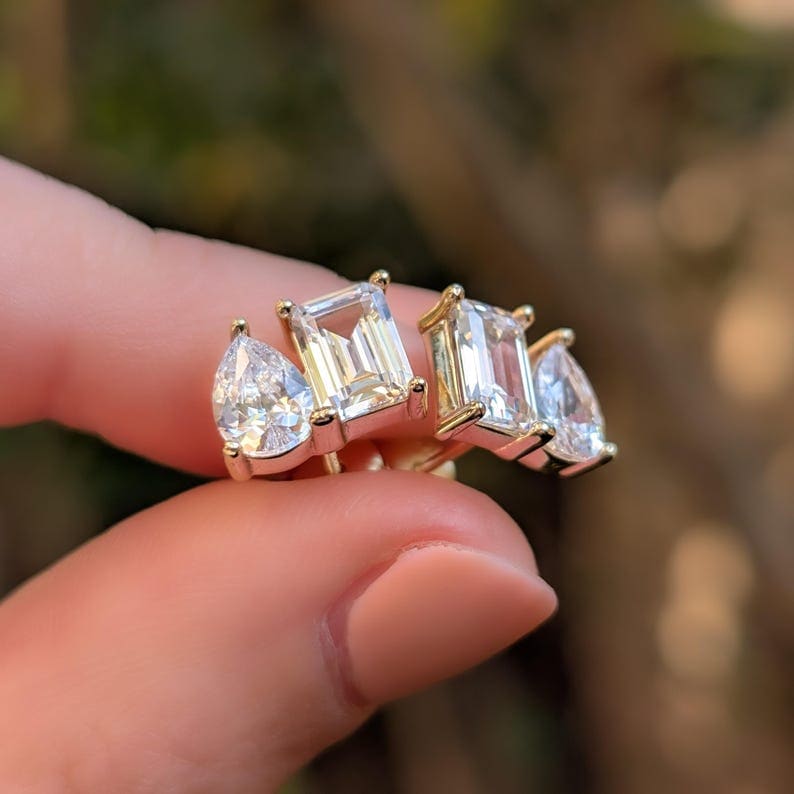 The Aurora - Toi et Moi Moissanite Earrings Earrings Handmade Handcrafted