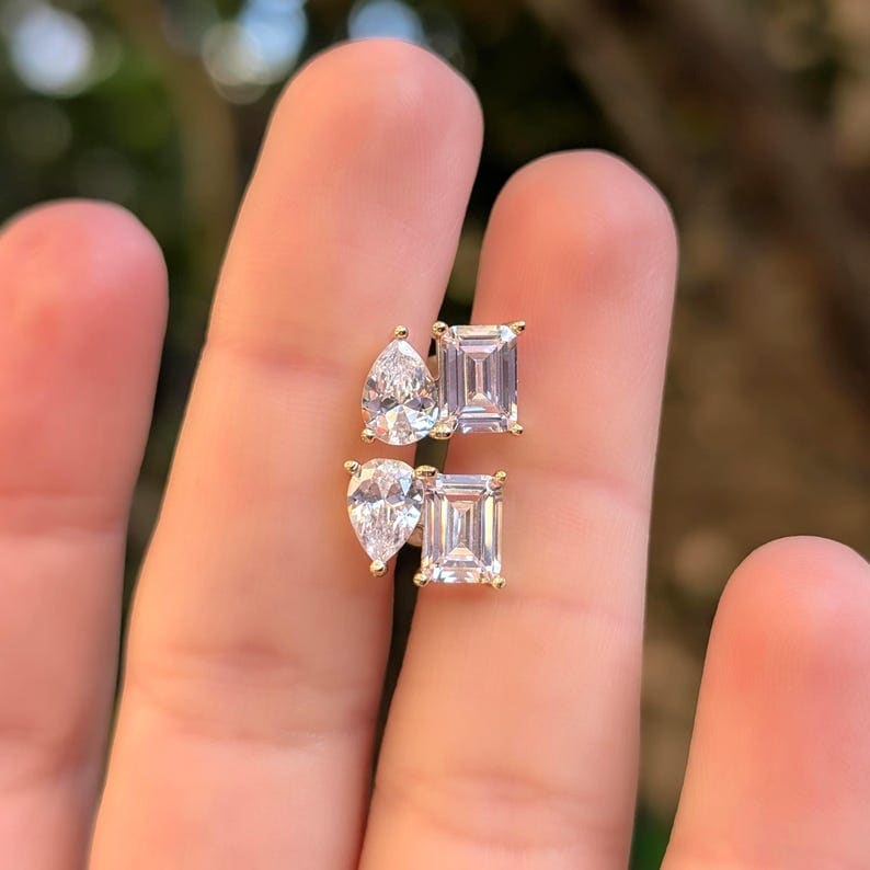 The Aurora - Toi et Moi Moissanite Earrings Earrings Handmade Handcrafted