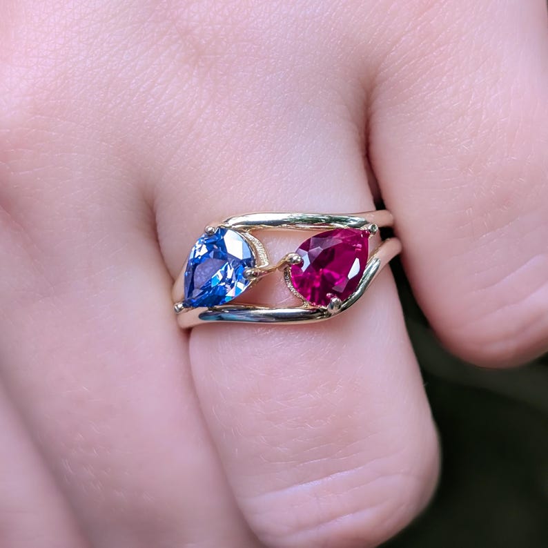 Sideways Tanzanite Teardrop Ring