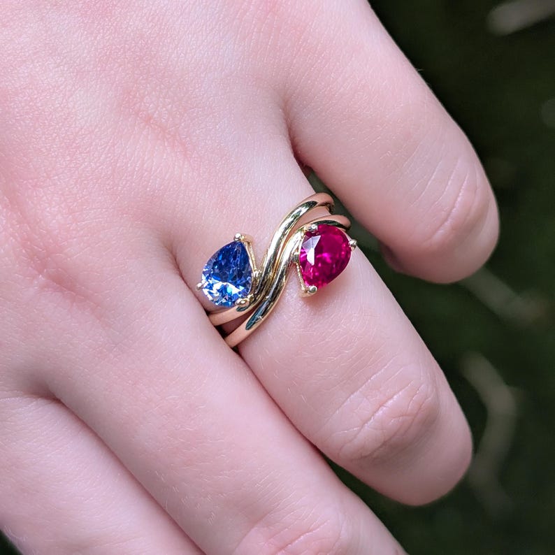 Sideways Tanzanite Teardrop Ring