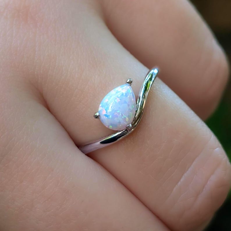 Sideways Opal Teardrop Ring
