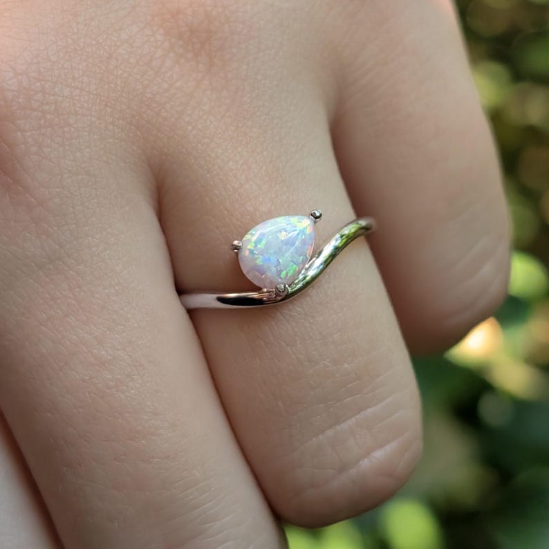 Sideways Opal Teardrop Ring