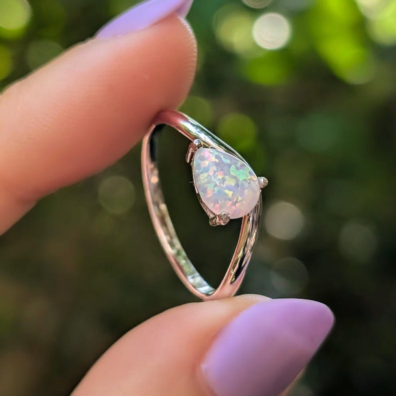 Sideways Opal Teardrop Ring