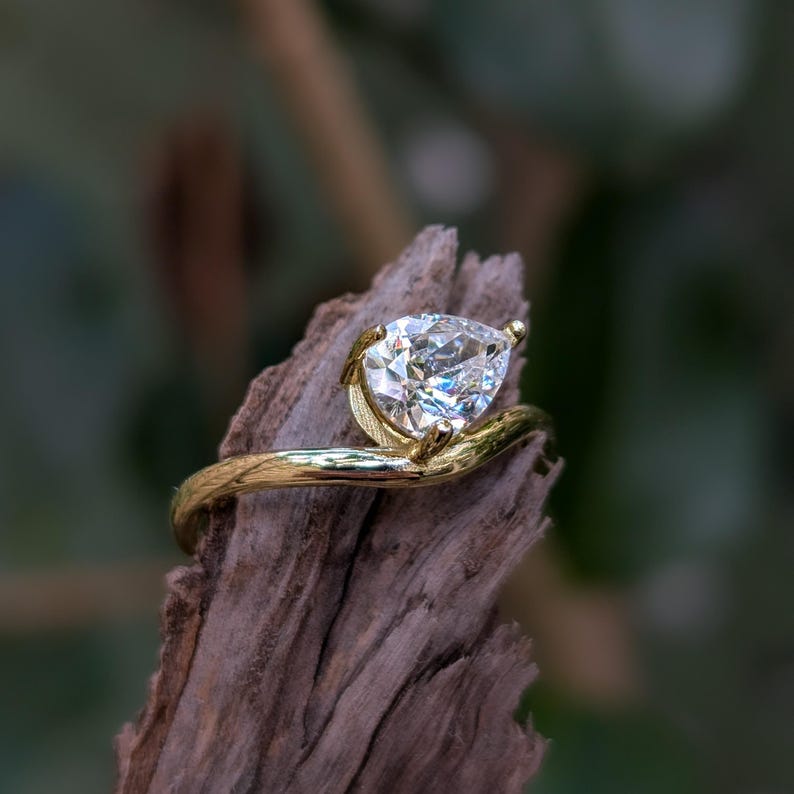 Pear Moissanite East West Sideways Ring