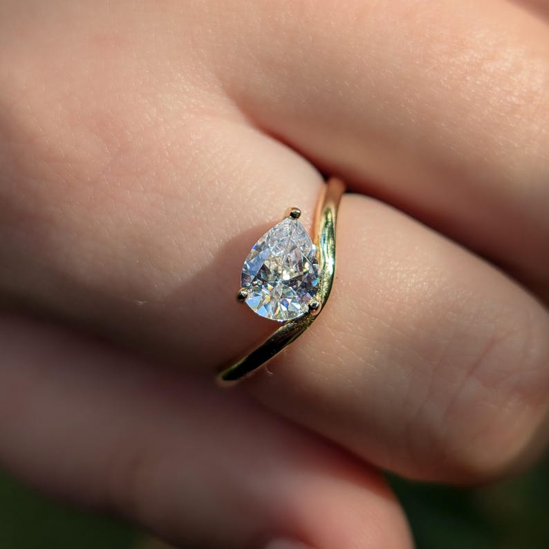Pear Moissanite East West Sideways Ring