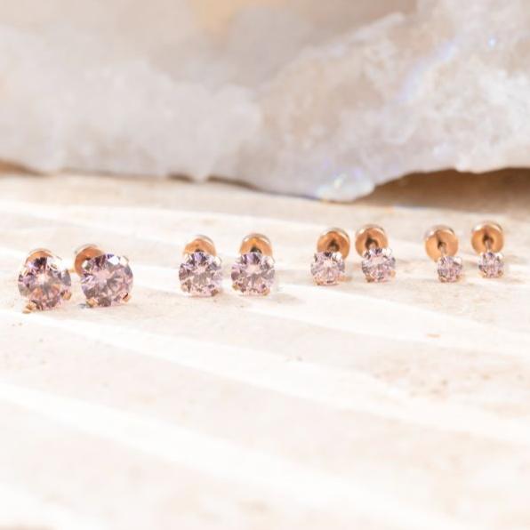 Pink Tourmaline Stud Earrings