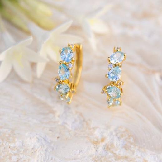 The Legacy - Aquamarine Cluster Ombre Earrings