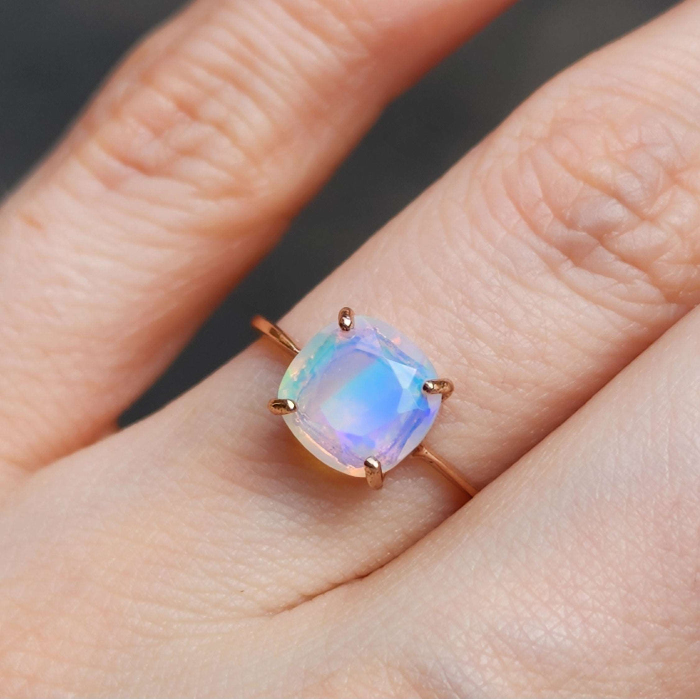 Fire Welo White Opal Ring