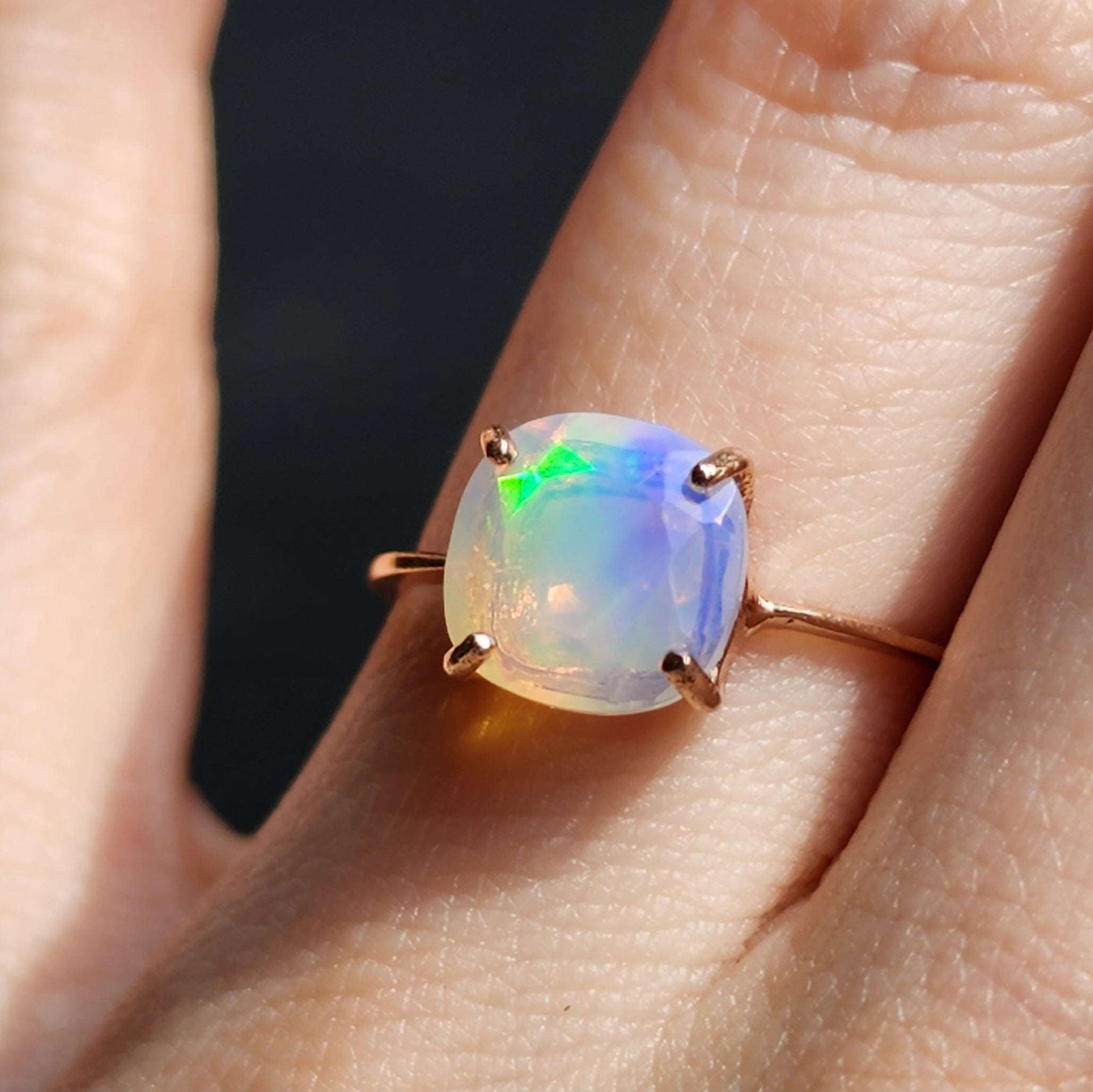 Fire Welo White Opal Ring