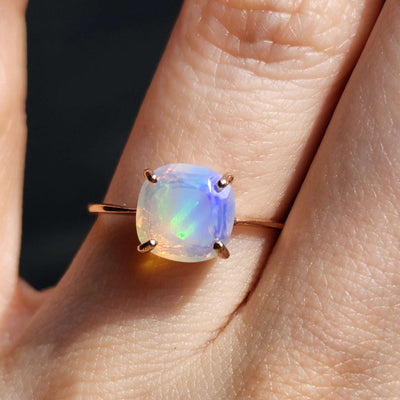 Fire Welo White Opal Ring