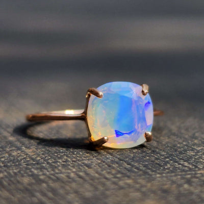 Fire Welo White Opal Ring