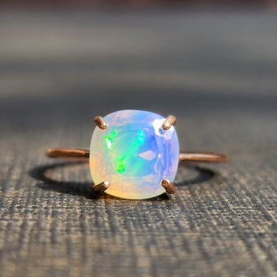 Fire Welo White Opal Ring