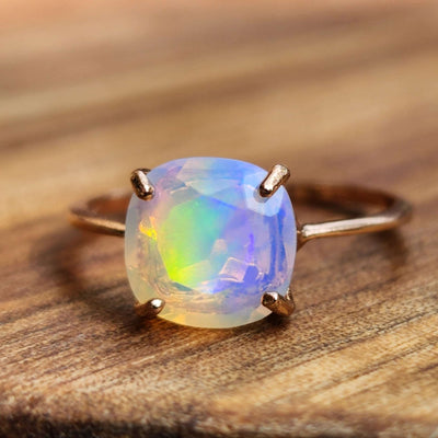 Fire Welo White Opal Ring