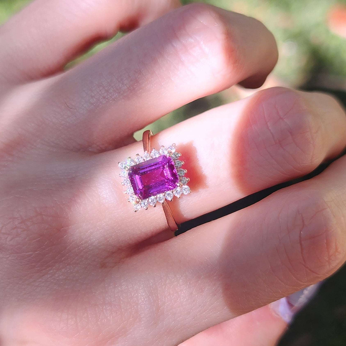 Alexandrite Halo Ring