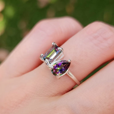 Juxtaposition Two Stone Ring - Alexandrite and Alexandrite