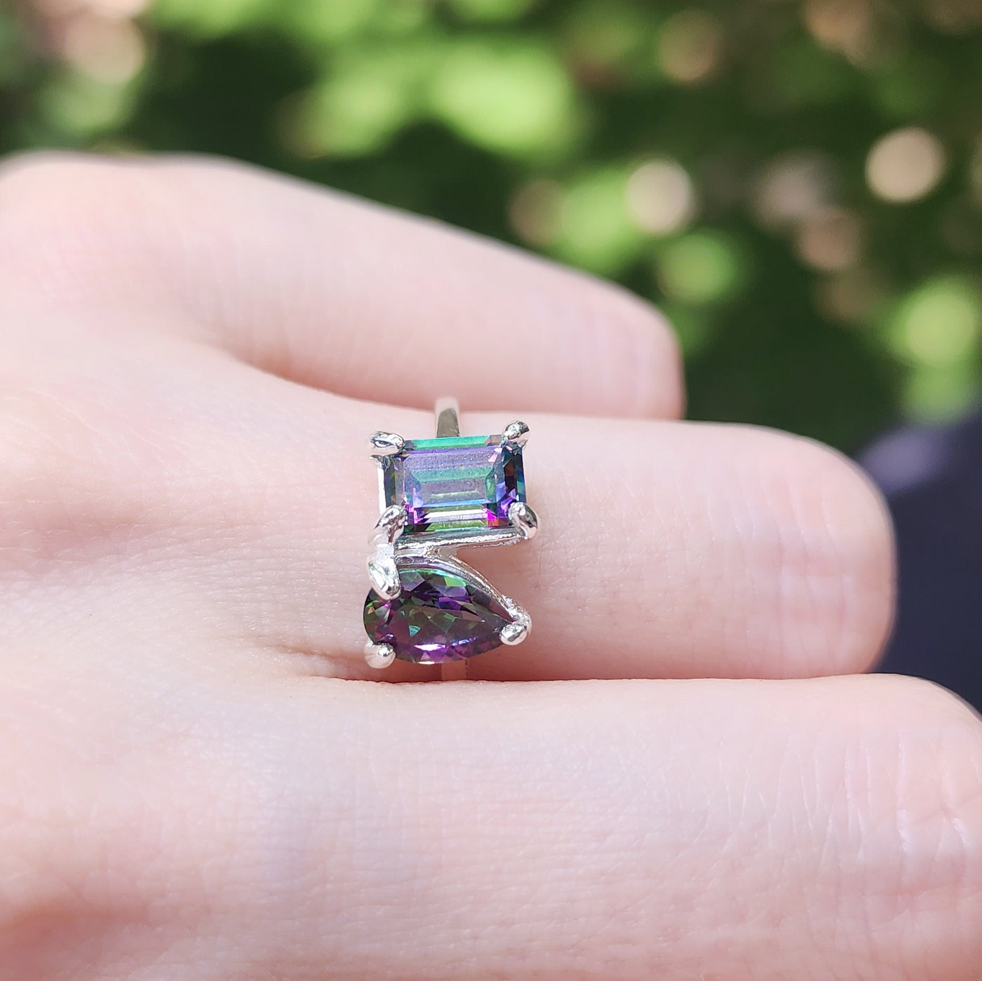 Juxtaposition Two Stone Ring - Alexandrite and Alexandrite