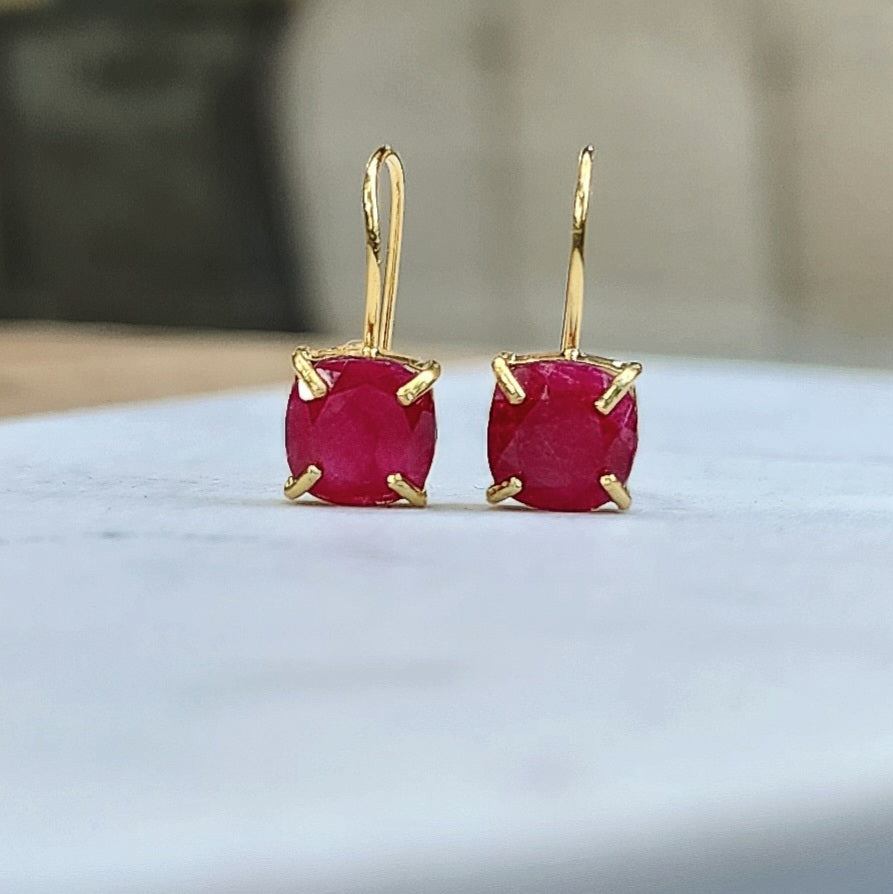 The Ashera - Natural Ruby Dangle Earrings