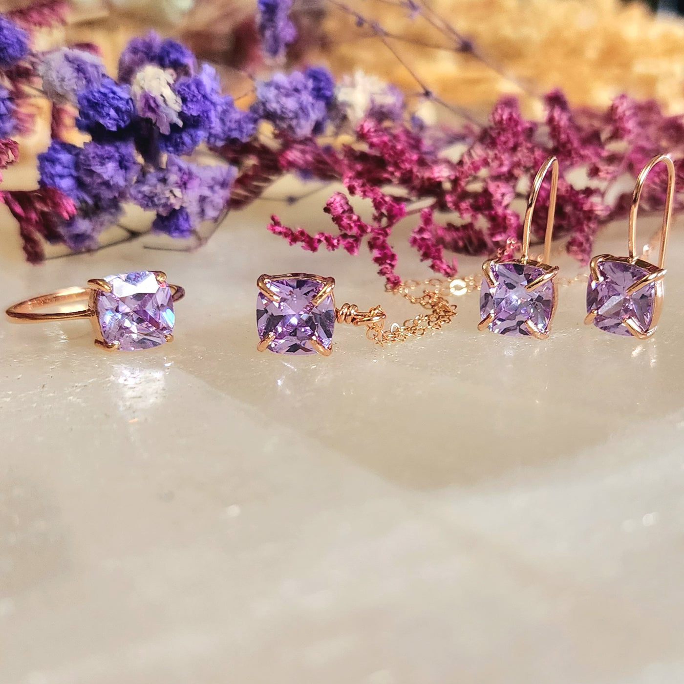 The Ashera - Brilliant Lavender Amethyst Dangle Earrings