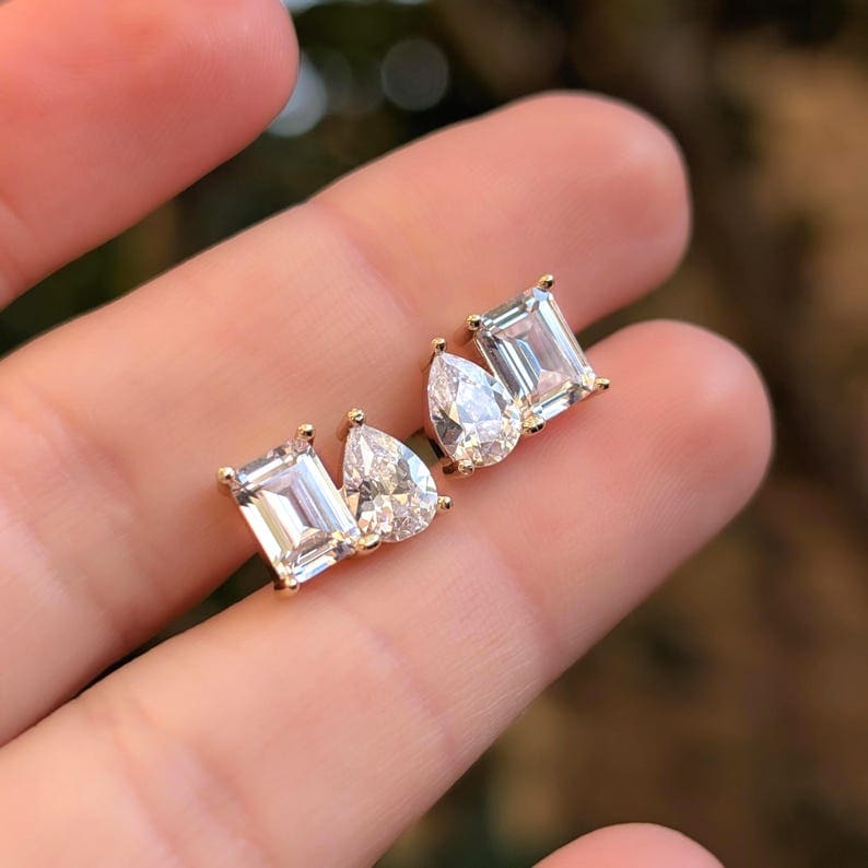 The Aurora - Toi et Moi Moissanite Earrings Earrings Handmade Handcrafted