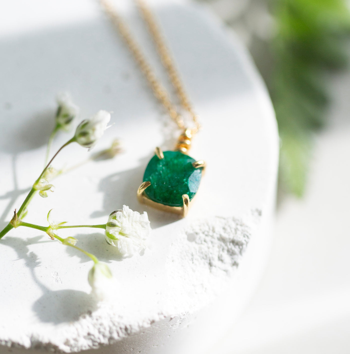 The Ashlynn - Natural Emerald Necklace