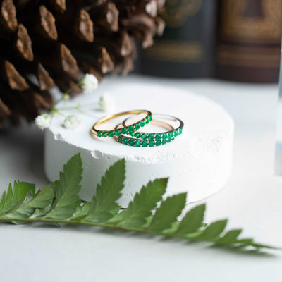 Emerald Half Eternity Band