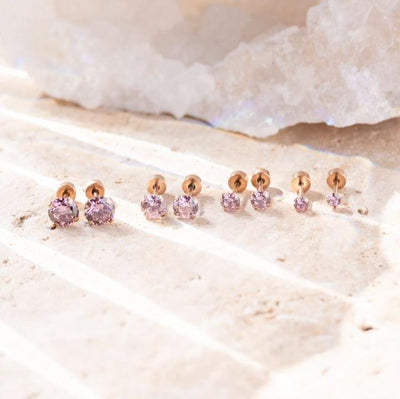 Pink Tourmaline Stud Earrings