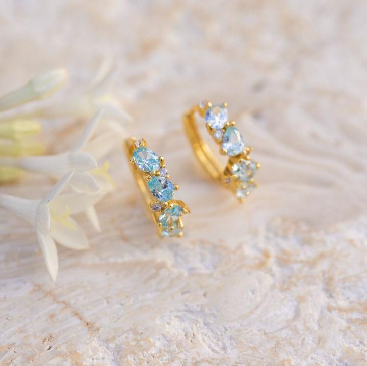 The Legacy - Aquamarine Cluster Ombre Earrings