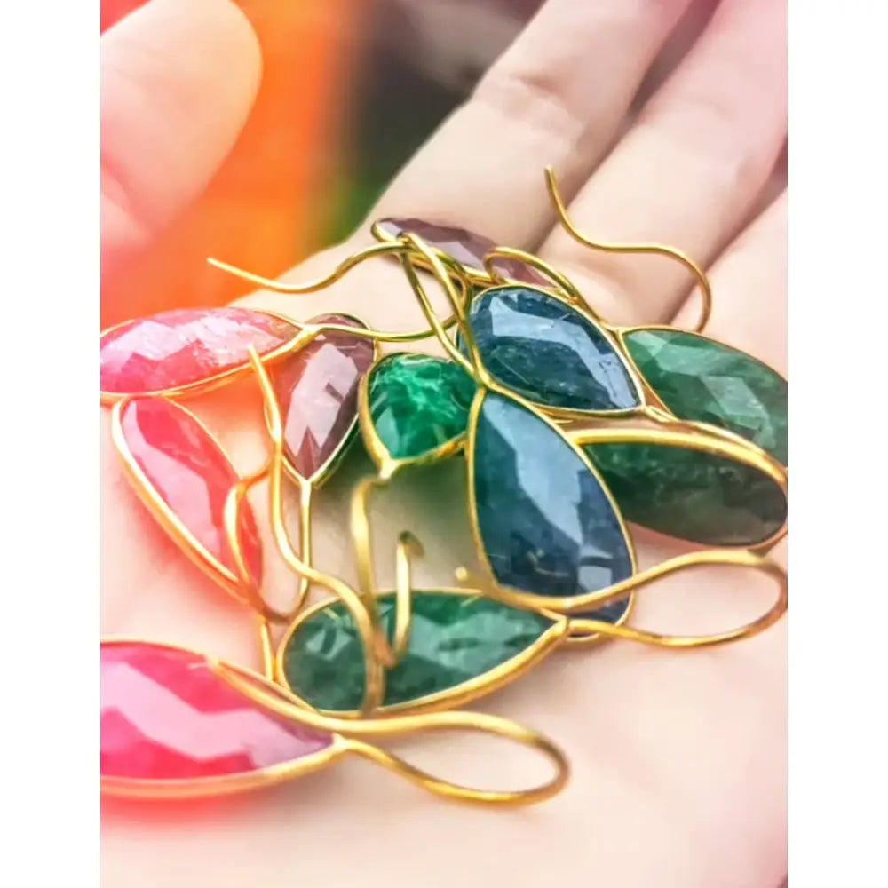 Large Teardrop Sapphire Earrings Earrings Handmade Handcrafted