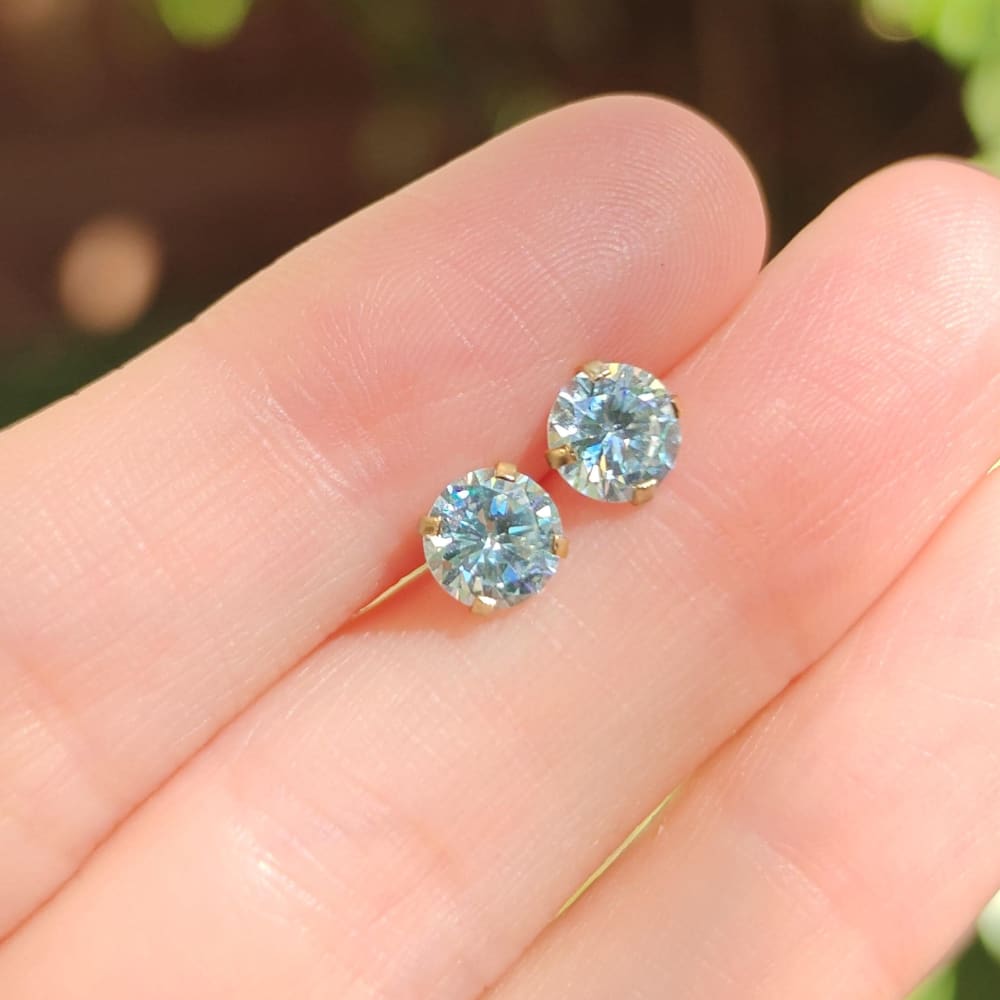 Round Aquamarine Stud Earrings Earrings Handmade Handcrafted