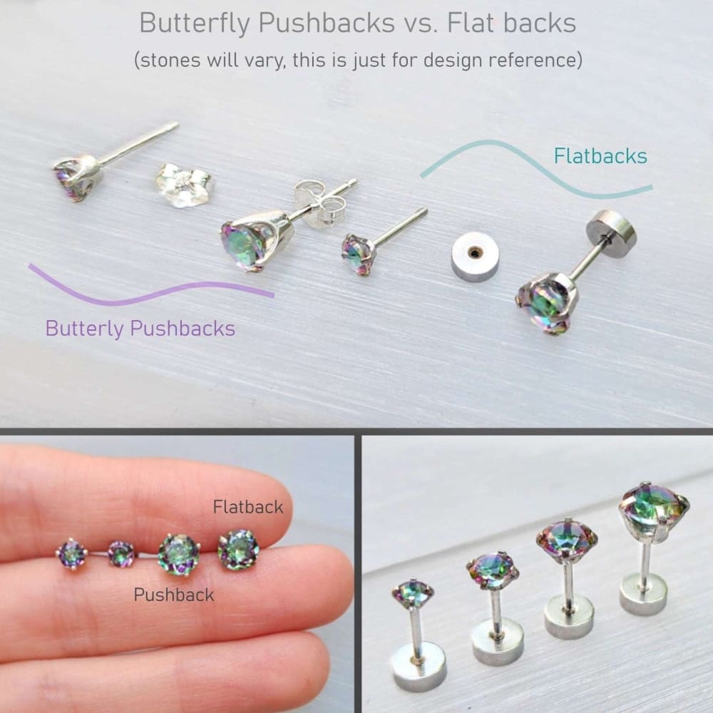 3mm Stud Earrings - Push or Flatback Earrings Handmade Handcrafted