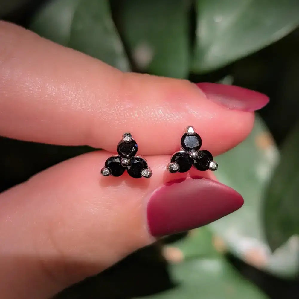 Tri-Cluster Onyx Stud Earrings Earrings Handmade Handcrafted