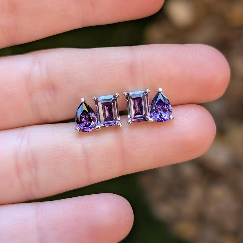The Aurora - Toi et Moi Amethyst Earrings Earrings Handmade Handcrafted