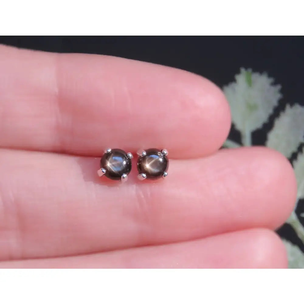 Black Star Sapphire Stud Earrings Earrings Handmade Handcrafted