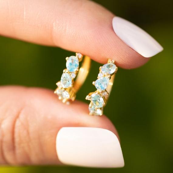 The Legacy - Aquamarine Cluster Ombre Earrings