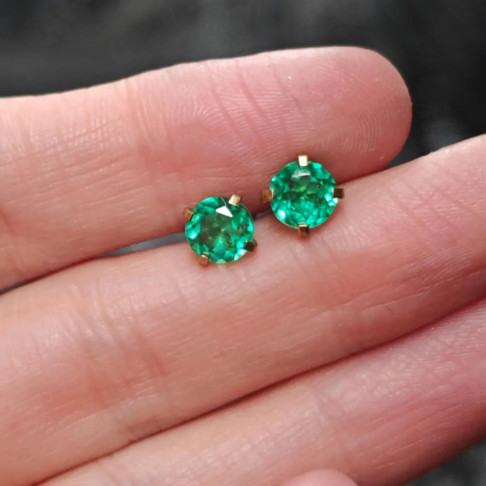 Faceted Natural Emerald Doublet Earrings Earrings Handmade Handcrafted