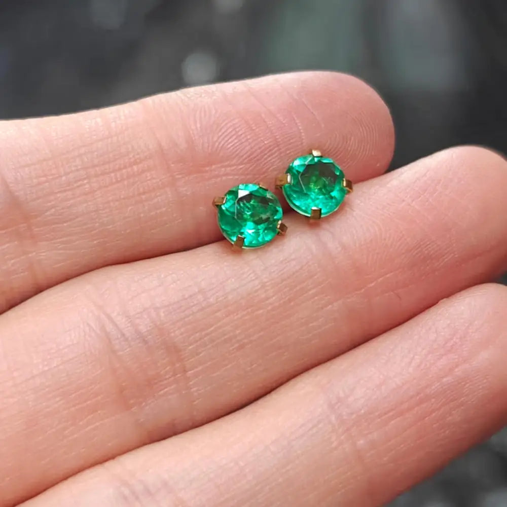 Faceted Natural Emerald Doublet Earrings Earrings Handmade Handcrafted