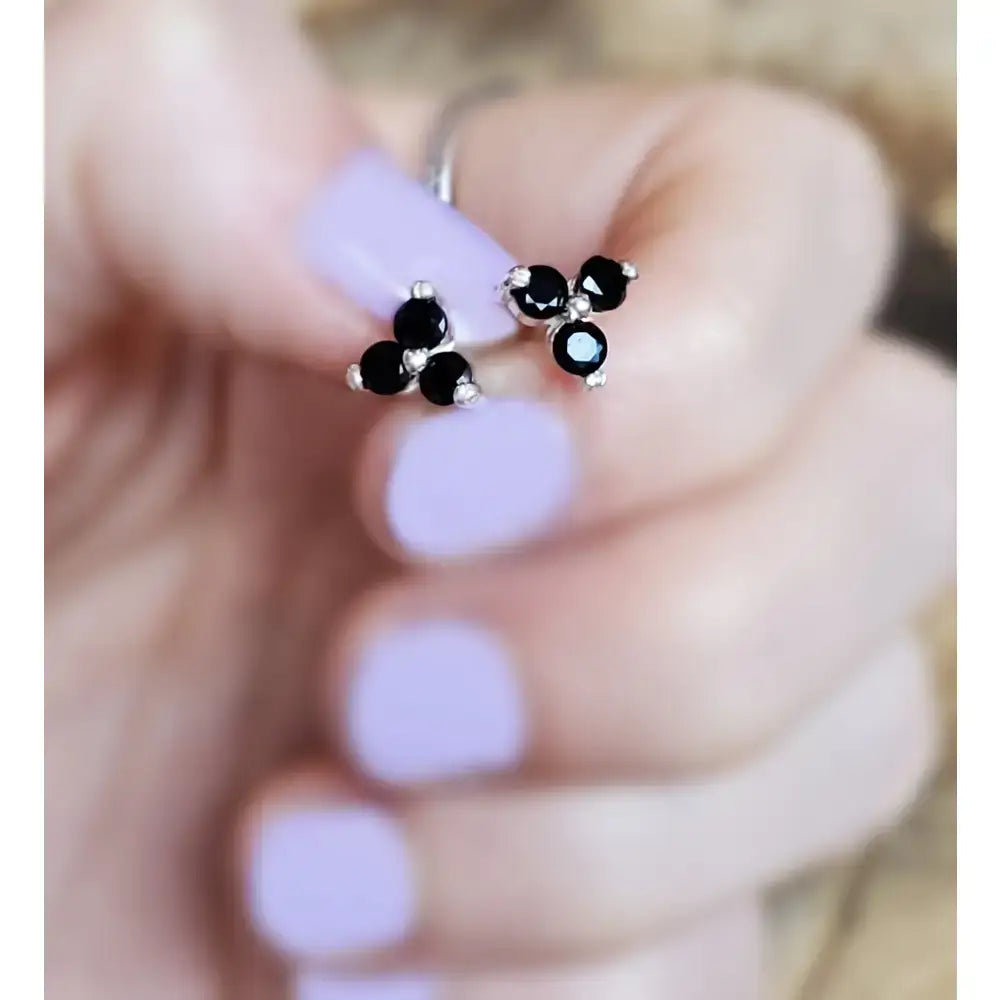 Tri-Cluster Onyx Stud Earrings Earrings Handmade Handcrafted