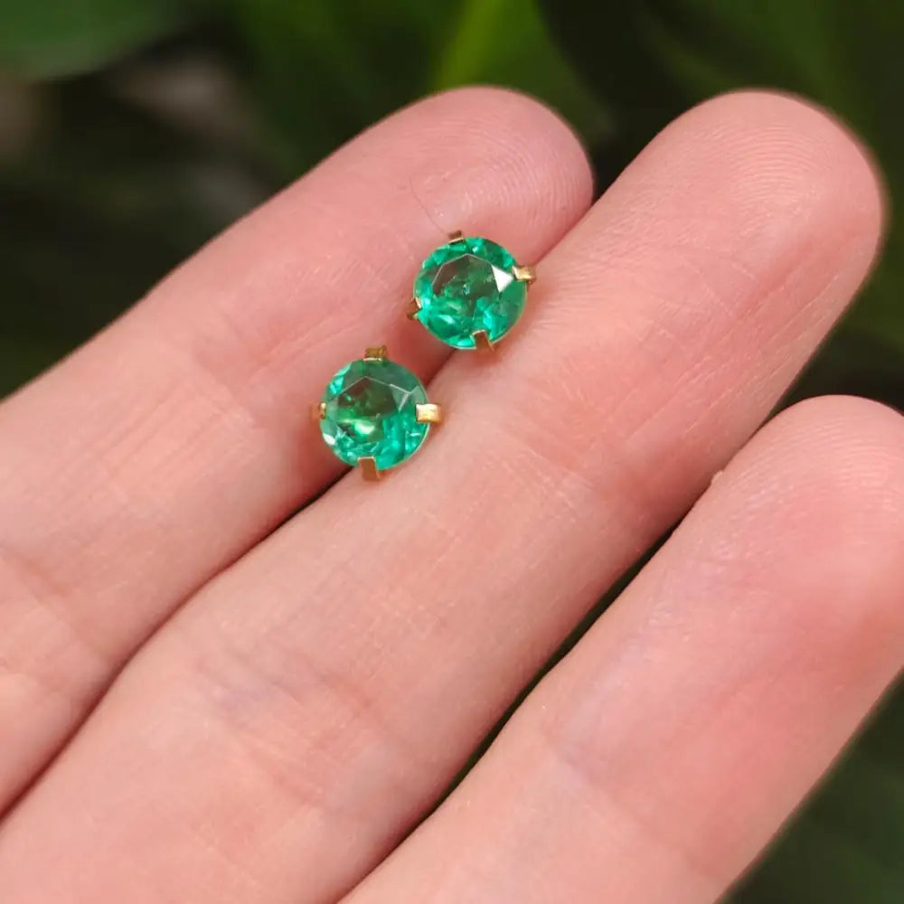 Faceted Natural Emerald Doublet Earrings Earrings Handmade Handcrafted
