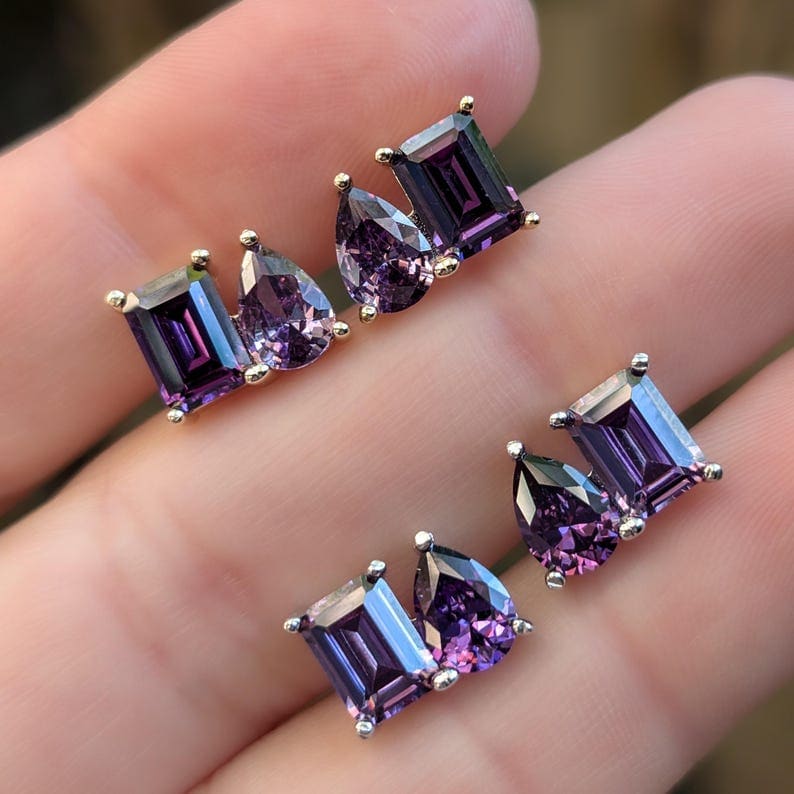 The Aurora - Toi et Moi Amethyst Earrings Earrings Handmade Handcrafted