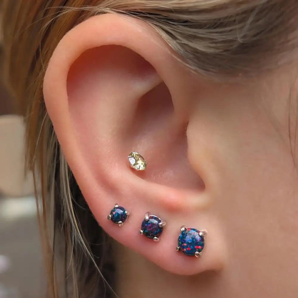 Black Opal Stud Earrings Earrings Handmade Handcrafted