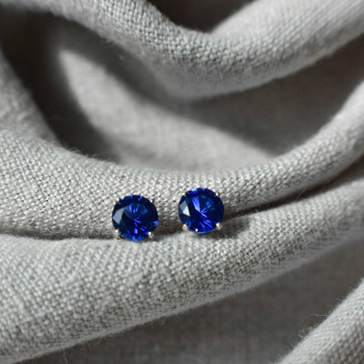 Faceted Natural Sapphire Stud Earrings