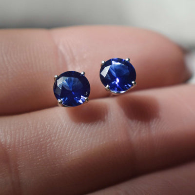 Faceted Natural Sapphire Stud Earrings