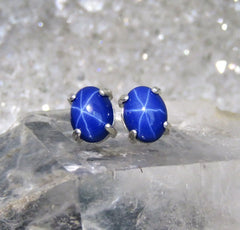 Oval Star Sapphire Earrings - JSL