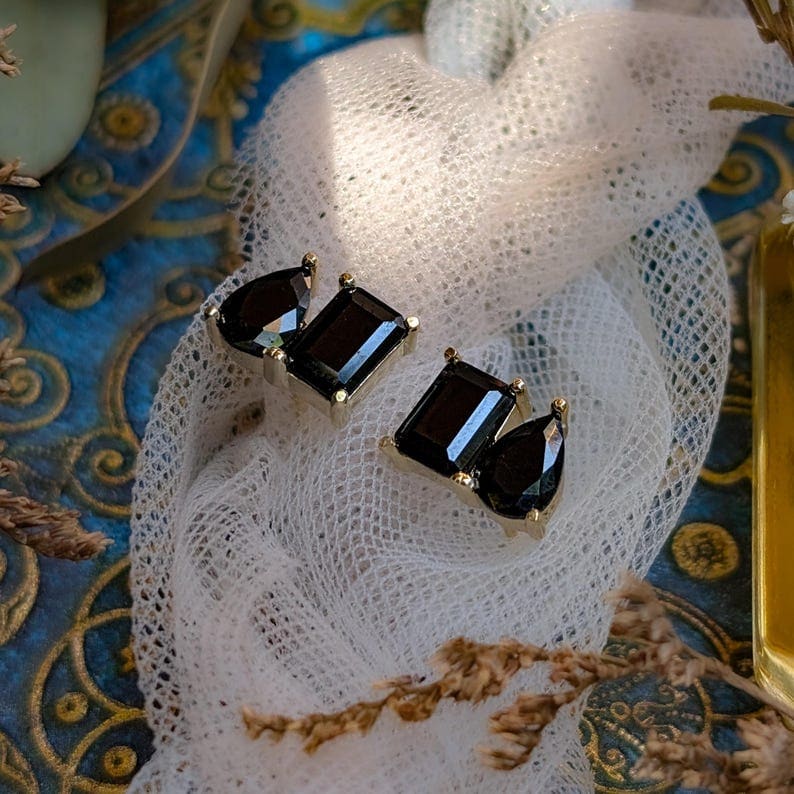The Aurora - Toi et Moi Onyx Earrings Earrings Handmade Handcrafted