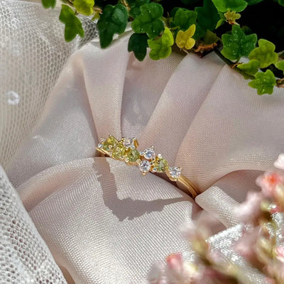 9 Stone Peridot Cluster Band Rings Handmade Handcrafted